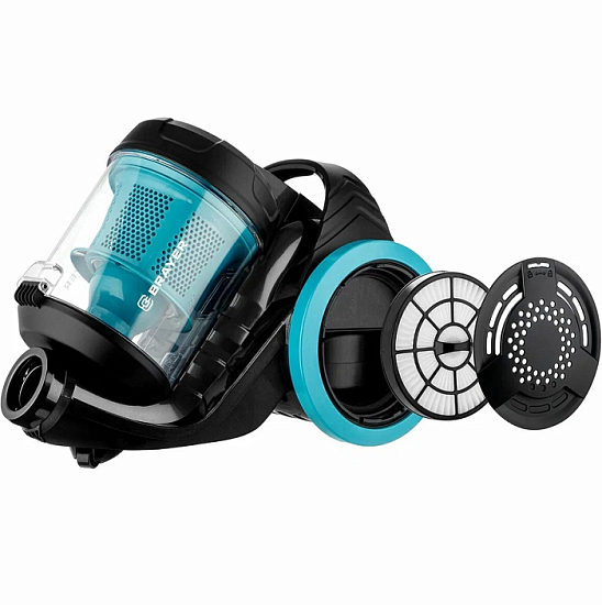 Пылесос BRAYER BR4208 черный/голубой