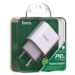 Сетевое ЗУ 1Type-C/3.1A HOCO C76A Plus, Speed Source, белое, PD20W, QC3.0, в техпаке*