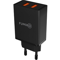 Сетевое ЗУ 2USB 2.4A FUMIKO CH13 черное, Type-C