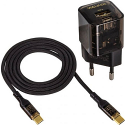 Сетевое ЗУ 1USB/1Type-C 3A WALKER WH-61 GaN, Type-C, черное