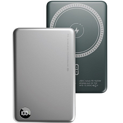 Внешний АКБ OLMIO QM-16 (10000mAh), серебристый, 20W PowerDelivery, 15W wireless