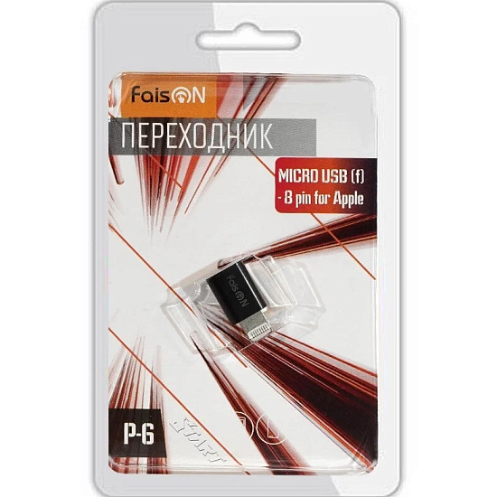 Переходник Lightning >--> microUSB FAISON P-6 Start, черный
