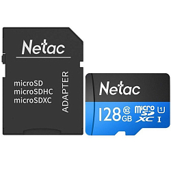 Micro SD 128Gb NETAC P500 (NT02P500STN-128G-R) Class 10 UHS-I U1 Standart + адаптер SD