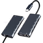 USB Type-C Хаб OT9591A 11in1(  4USB + SD + Micro SD + HDMI + Enternet RJ45 + Jack 3.5mm + VGA + USB-C PD)