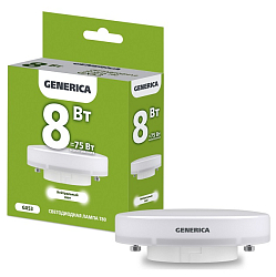 Лампа светодиодная GENERICA T80 таблетка 8W/4000К/GX53