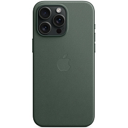 Силиконовый чехол Fine Woven Case для iPhone 15 Pro Max Evergreen (MagSafe + анимация NFC Clear) c LOGO