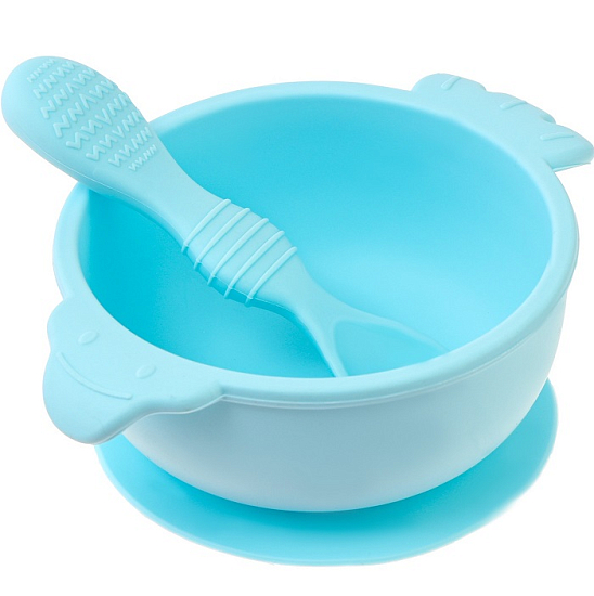 Тарелка детская на присоске с ложкой, силиконовая, МИКС 10611789