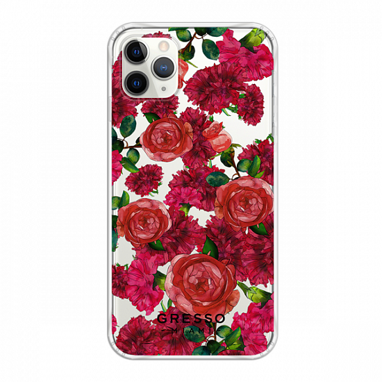 Задняя накладка GRESSO для iPhone 11 Pro Max. Коллекция "Flower Power". Модель "Formidably Red".