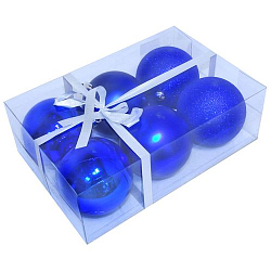 Набор шаров 8 см, 6 шт, цвет: синий (глянец, мат., блеск) PB8-6SMB-B арт.101629