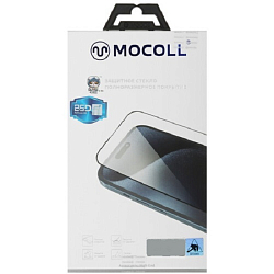 Противоударное стекло 2.5D MOCOLL для iPhone 16/15/14 Pro с установочным комплектом черное