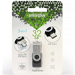 USB 32Gb Smartbuy Trio  3-in-1 (USB Type-A + USB Type-C + micro USB)
