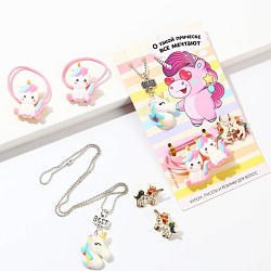 Аксессуары для волос c бижутерией "Все мечтают", резинки, кулон и пусеты