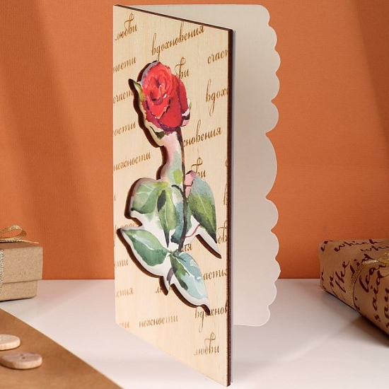 Конверт деревянный резной "Универсальный!" роза 9580024