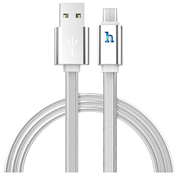 Кабель USB <--> microUSB  1.2м HOCO UPL12 Plus Jelly, серебряный