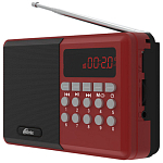 Радиоприёмник RITMIX RPR-002 RED, 87,5-108МГц,BTH,цифр.тюн,LEDдиспл,автоскан.част,40ст.пам.,телеск.антен.,мр3 USB,micro SD (1/40)