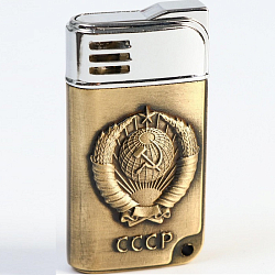 Зажигалка газовая "СССР", 3 х 6 см, золото 2702234