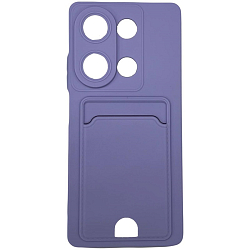Силиконовый чехол BUTTON для Xiaomi Redmi NOTE 13 PRO (4G)/POCO M6 PRO (4G) лиловый с карманом для пластиковых карт