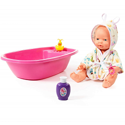 Пупс ПОЛЕСЬЕ "Весёлый" (35 см) с соской + ванночка и набор для купания 2 эл 78575