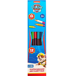 Карандаши цветные 12 цветов, двухсторонние, трёхгранные, PAW PATROL   4515914