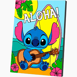 Картина по номерам для детей «Стич с гитарой» 15×21 см