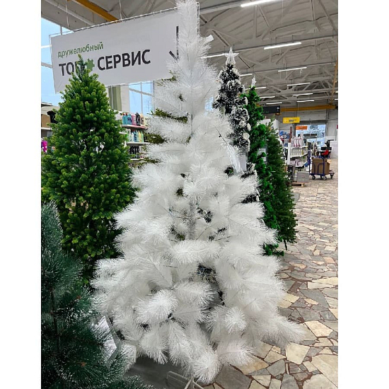Сосна новогодняя искусственная пушистая белая 210 см