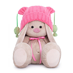 Мягкая игрушка Зайка Ми в розовой шапочке с помпонами 23 см