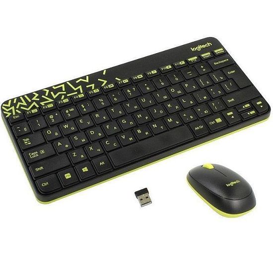 Клавиатура+мышь БП LOGITECH MK240 Black/Yellow [920-008213]