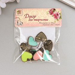 Брадс для скрапбукинга "Сердечко с эмалью" МИКС 1,6 см   5276499