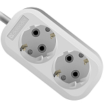 Сетевой удлинитель  2.0м DEFENDER R320, белый, 2 розетки, 16А/3500Вт, с/з, ПВС 3х1,0мм