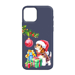 Задняя накладка GRESSO. Коллекция Пушистики-принт 13 для iPhone 12/12 Pro  синий