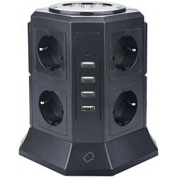 Сетевой фильтр 2.0м QUMO Power Tower Pro 8SP4U (P-0002), 8 розеток, 10A