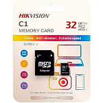 Micro SD 32Gb Hikvision HS-TF-C1(STD)/32G/ADAPTER Class 10 UHS-I U1  (92/15 Mb/s) + SD адаптер