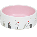 Миска керамическая "Любовь и коты"300 мл  12,5 x 4,5 cм, розово-белая  9214852