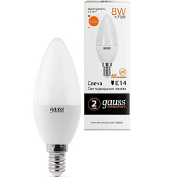 Лампа светодиодная GAUSS Elementary Candle 8W/3000K/E14