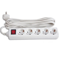 Сетевой фильтр 10.0м BURO 500SH-10-W, 5 розеток, белый (коробка)