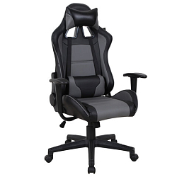 Кресло компьютерное BRABIX GT Racer GM-100, две подушки, экокожа, черное/серое