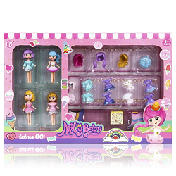 Набор кукол Nily Baby "Гардероб модных подружек" (4 шт.,  8,5 см, одежда, аксесс.)