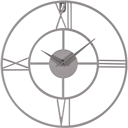 Часы настенные РУБИН "Классика" из металла, d=35 см, открытая стрелка, серебро (3540-003)