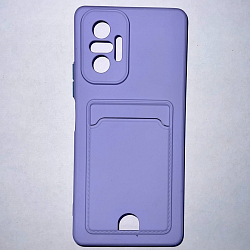 Силиконовый чехол BUTTON для Xiaomi Redmi NOTE 10 PRO (2021) лиловый , с карманом для пластик карт