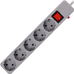 Сетевой фильтр SMARTBUY SBSP-5-50-G, серый, 16А, 3500 Вт, 5 гнезд, с з/ш, земля, ПВС 3x1.0 мм²