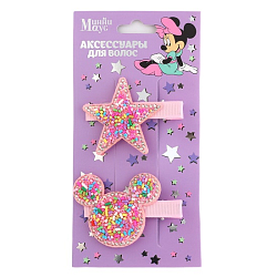Заколка для волос с блестками, 2 шт., 5.5 см, звезда, Минни Маус 10048305