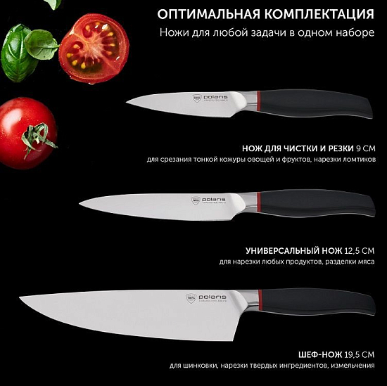 Набор ножей POLARIS PRO collection-3SS нерж. сталь, 3 пред., черный