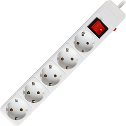 Сетевой фильтр SMARTBUY SBSP-5-30-W, белый, 16А, 3500 Вт, 5 гнезд, с з/ш, земля, ПВС 3x1.0 мм²