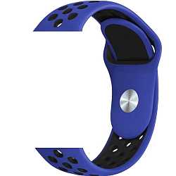 Силиконовый ремешок для Apple Watch Nike 42/44/45/49mm Синий с черным