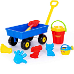 Набор №382: тележка "Дачная", ведро-цветок большое, ситечко-цветок большое, лопата большая №2, формочки,лейка мал