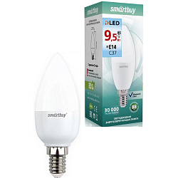 Лампа светодиодная SMARTBUY C37 9.5W/4000K/E14 (свеча, белый свет)