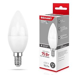 Лампа светодиодная REXANT Свеча (CN) 9.5W/4000K/E14 (1/10/100)