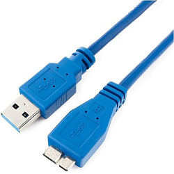 Кабель USB3.0 <--> microUSB  0.3м CABLEXPERT CCP-mUSB3-AMBM-1, синий, медь, двойн.экран, Pro, пакет