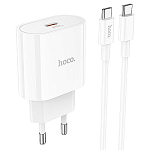 Сетевое ЗУ 1Type-C 3A HOCO C94A, Metro, Lightning <--> Type-C, белый