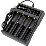 Зарядное устройство AMFOX AH-14 для аккумуляторных батареек, для 4х АКБ, черное